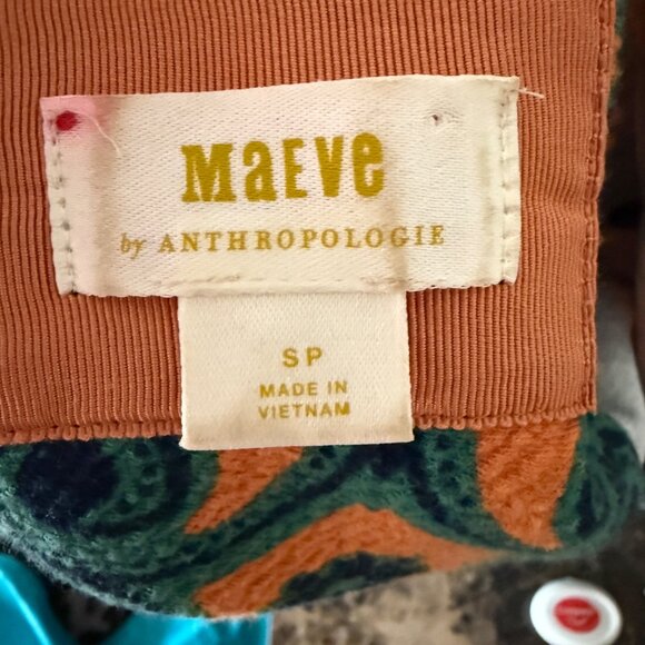 Maeve By Anthropologie Floral Print Tunic Dress SP Multicolor Orange/Green Short - Picture 5 of 7